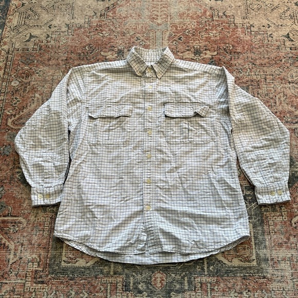 Woolrich Men's black & blue stripe Plaid Long Sleeve Button Down Shirt Size L - Picture 1 of 9